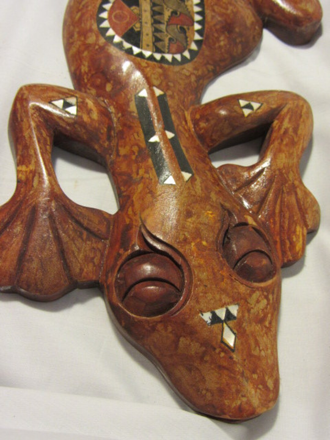 Wood Lizard Wall Decoration Geico Hand Painted Decorative - Etsy