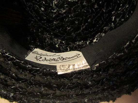 Vintage Woven Black Hat Original by Roberta Berna… - image 4