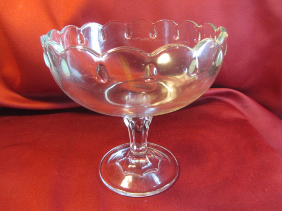 Vintage Clear Glass Pedestal Bowl With Teardrop Design Glass Etsy