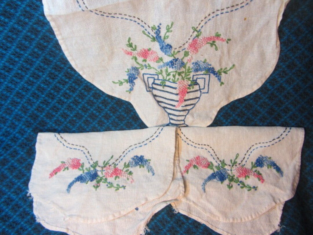 Hand Embroidery Chair Back and Arm Doilies Linen Doily Etsy