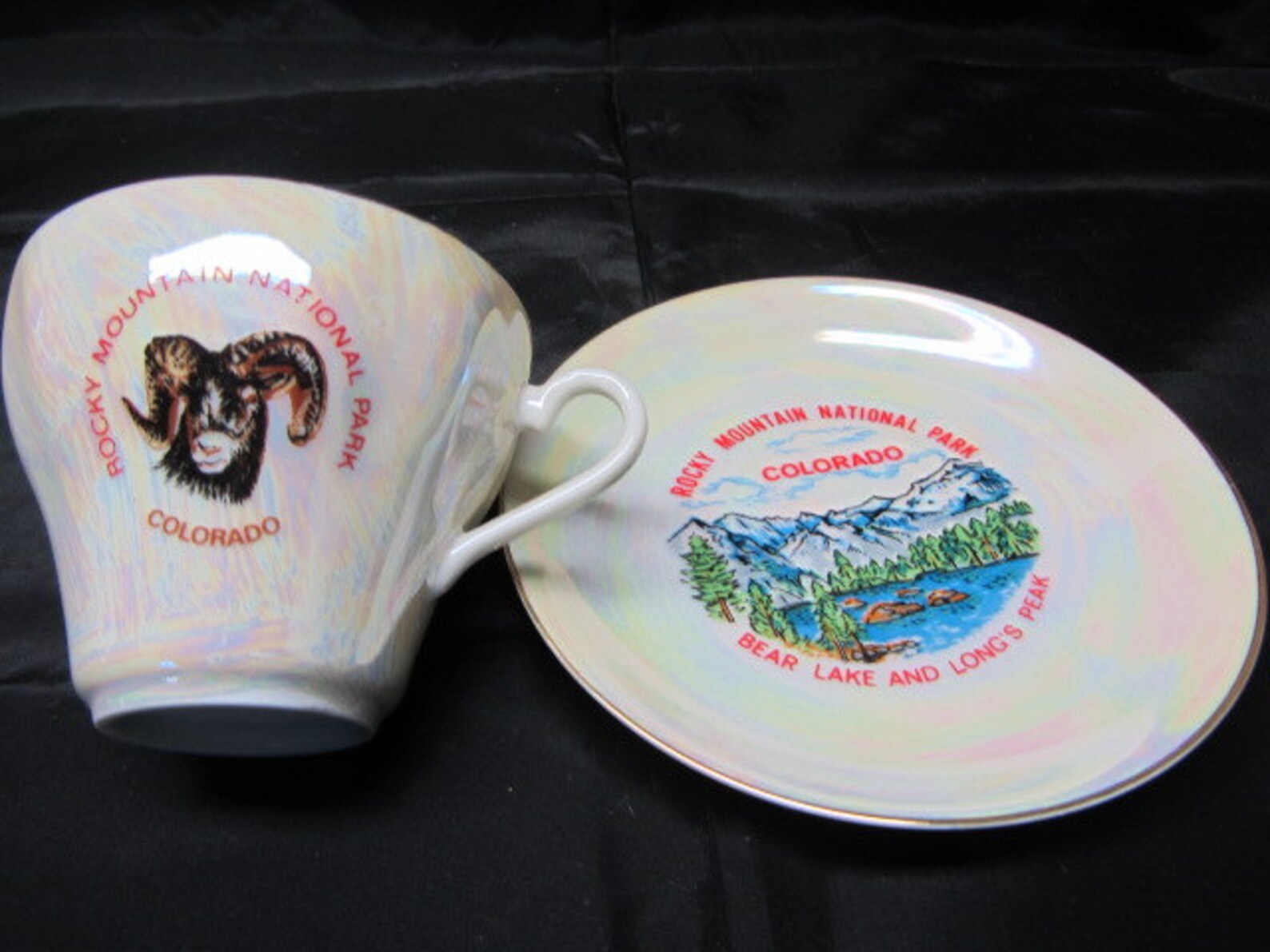 Luster Ware Rocky Mountain Souvenir Cup and Saucer Made in Etsy