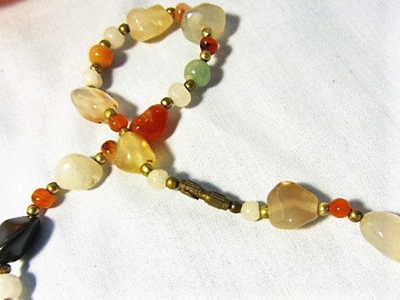 2 - 1980's Polished Stone Handmade Necklace, Long… - image 7