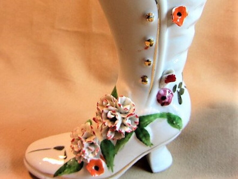 Small Porcelain Shoe Vase Floral Vase Sm Shoe Decoration Etsy
