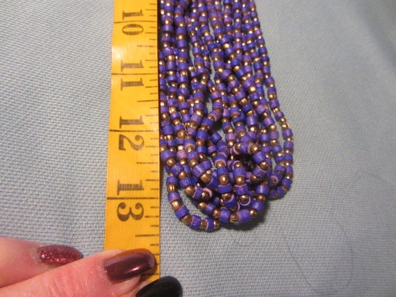 Multi Strand Purple and Gold Beads Necklace, 8 St… - image 6