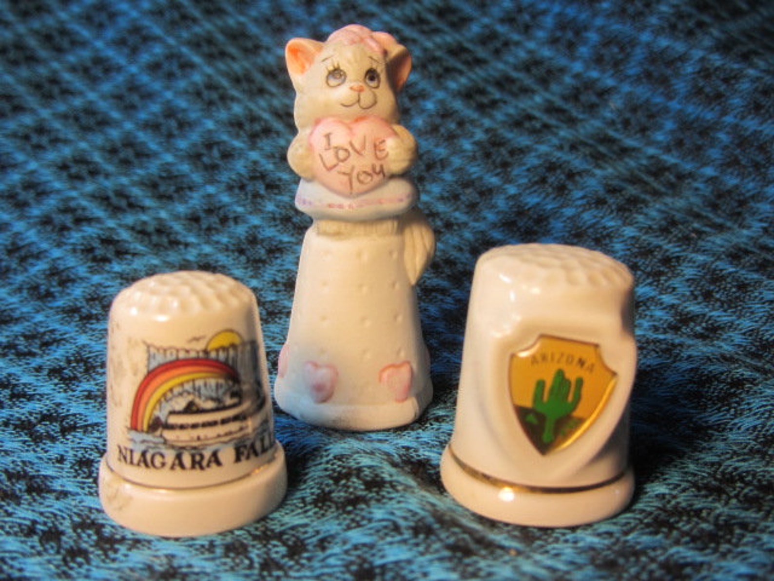 Lot Miniature Bisque Thimbles Cat Thimble Collectible Etsy Canada