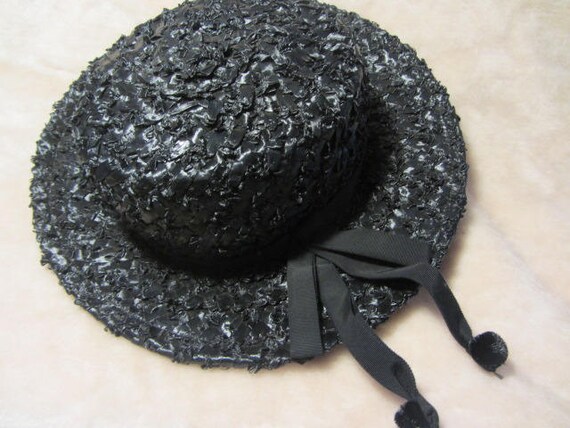 Vintage Woven Black Hat Original by Roberta Berna… - image 1