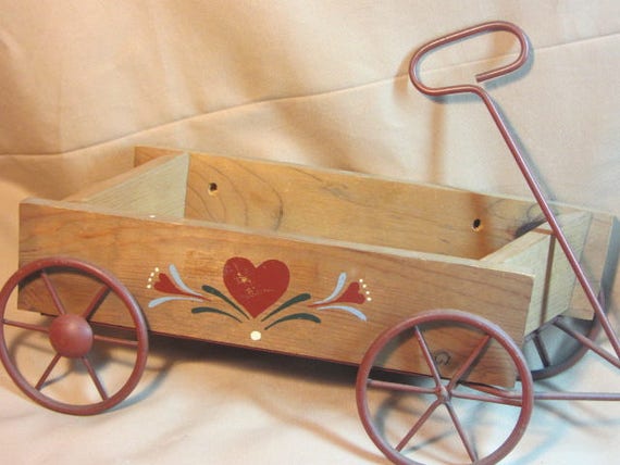 Vintage Wooden Wagon Folk Art Country 