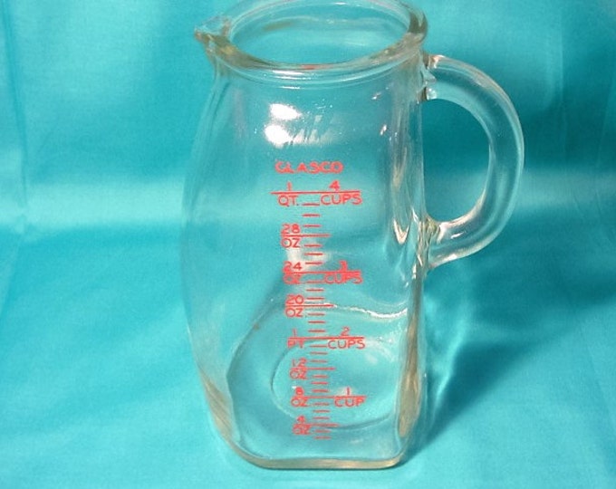 GLASCO Clear Glass Measuring Pitcher Vintage, 1 Quart /4 Cup/32 Oz