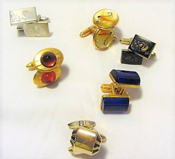 5 pair Vintage Cuff Links, Vintage Cuff Links, Mid
