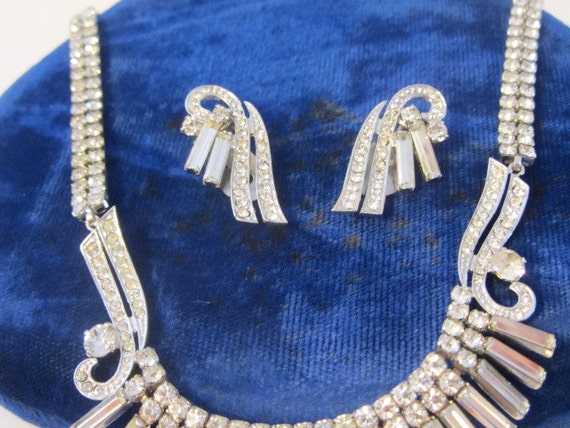 Deltah Rhinestone Crystal Necklace and Earring Se… - image 5