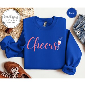 Pink Cheers Crewneck – Champagne Toast Celebration Sweatshirt, Party Sweater