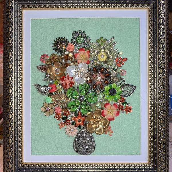 Jewelry / Jeweled Flower / Floral Bouquet Framed Art Picture