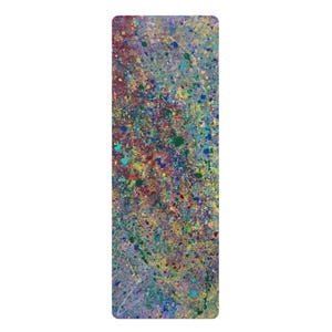 Psychedelic Rubber Yoga Mat, Eco-Friendly Exercise Mat, Colorful Workout Mat, Non-Slip Yoga Mat, Fitness Gift, Paint Splatter Exercise Mat