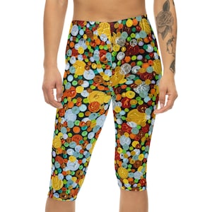 Polka Dot Womens Capri Leggings, Vibrant Activewear, Comfortable Yoga Pants, Summer Workout Leggings, Casual Fashion Leggings,