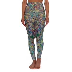 Psychedelic High Waisted Yoga Leggings | Stylish Athletic Wear for Fitness, Casual Outfits, Workout Clothing, Colorful Paint Splatter Tights