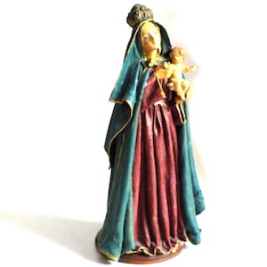 Virgen María con el niño de Papel Maché. Figura religiosa. VS26