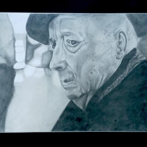 Pencil drawing,Graphite drawing,Portrait,Black and white drawing,Original rendering.  No prints. 32 x 26 in. Matted and framed.