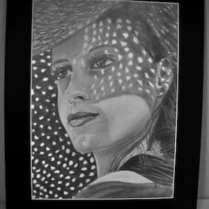 portrait drawing, graphite portrait, pencil portrait, graphite drawing, pencil drawing, Original rendering. No prints. Matted 14.5x18.5in