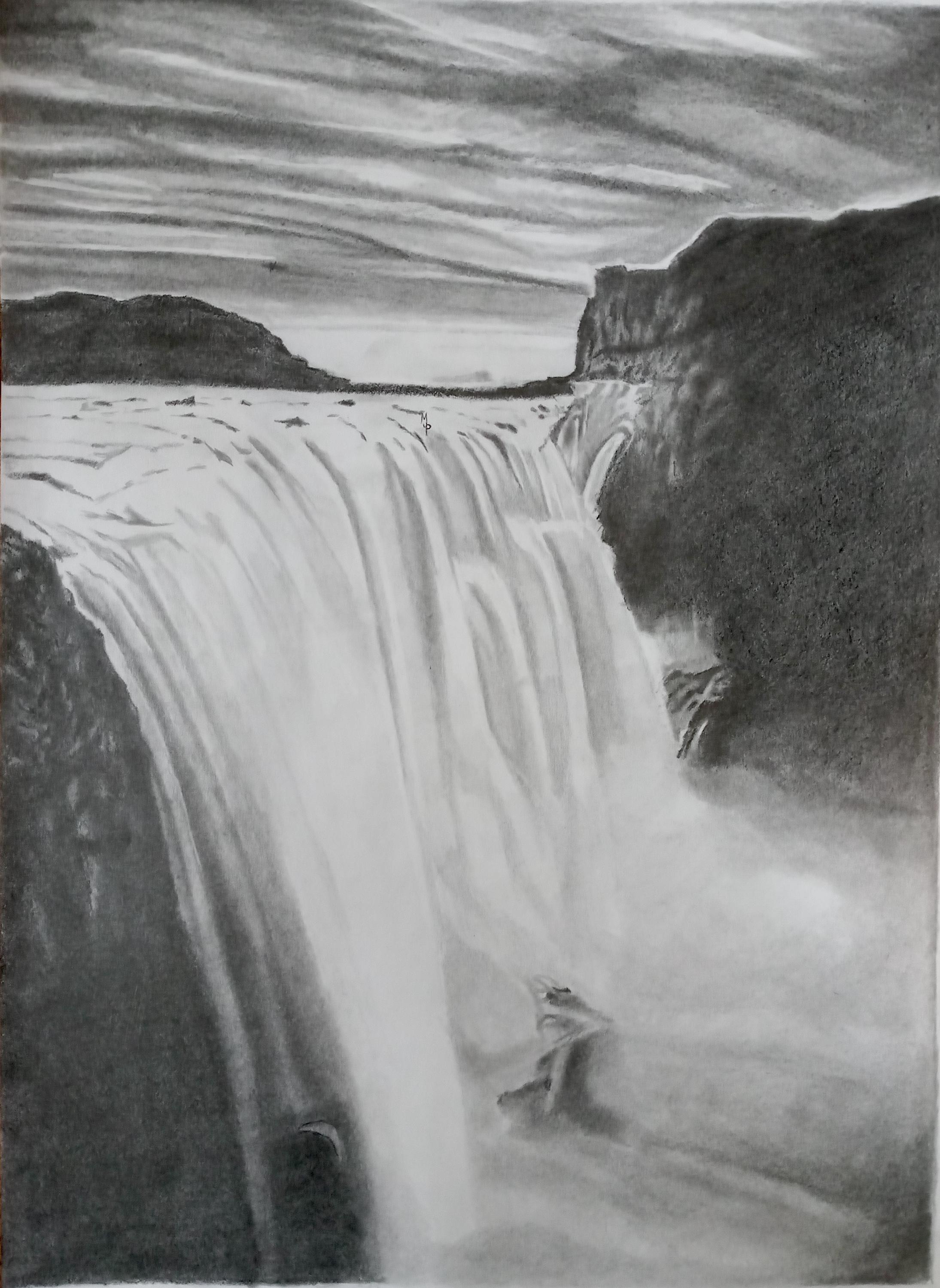 Realistic Drawing Waterfall Realistic Drawing Waterfall