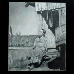 Graphite drawing,Pencil drawing,Black and white drawing, Original rendering, No prints. Matted but unframed Actual size 19.5 x 16.75 in