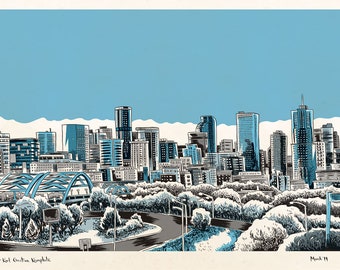 11"x17" Print of the Denver Skyline illustration