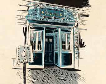11"x17" Print of the Sligo Pub, Davis Square, Somerville, MA