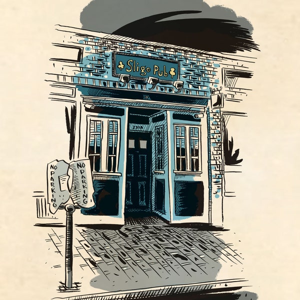 11"x17" Print of the Sligo Pub, Davis Square, Somerville, MA