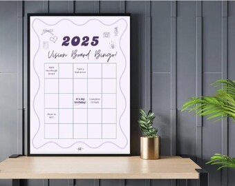 Nyårslöftesbingo 2025 – Utskrivbar redigerbar Canva-mall | Roligt målsättningsspel | Direktnedladdning