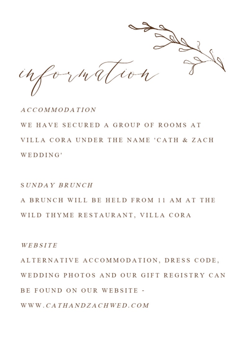 Botanical Wedding Invitation Template Set Minimal Greenery - Etsy