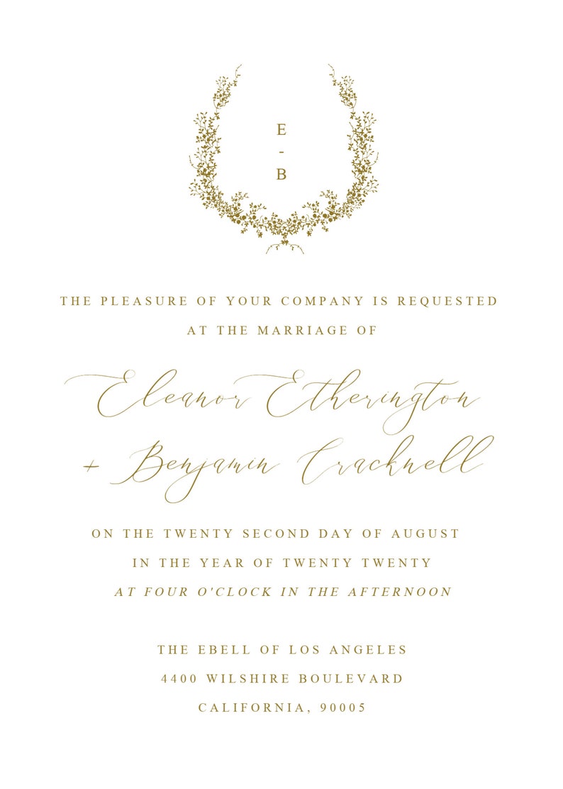 Crest Wedding Invitation Set Template Monogram Printable | Etsy