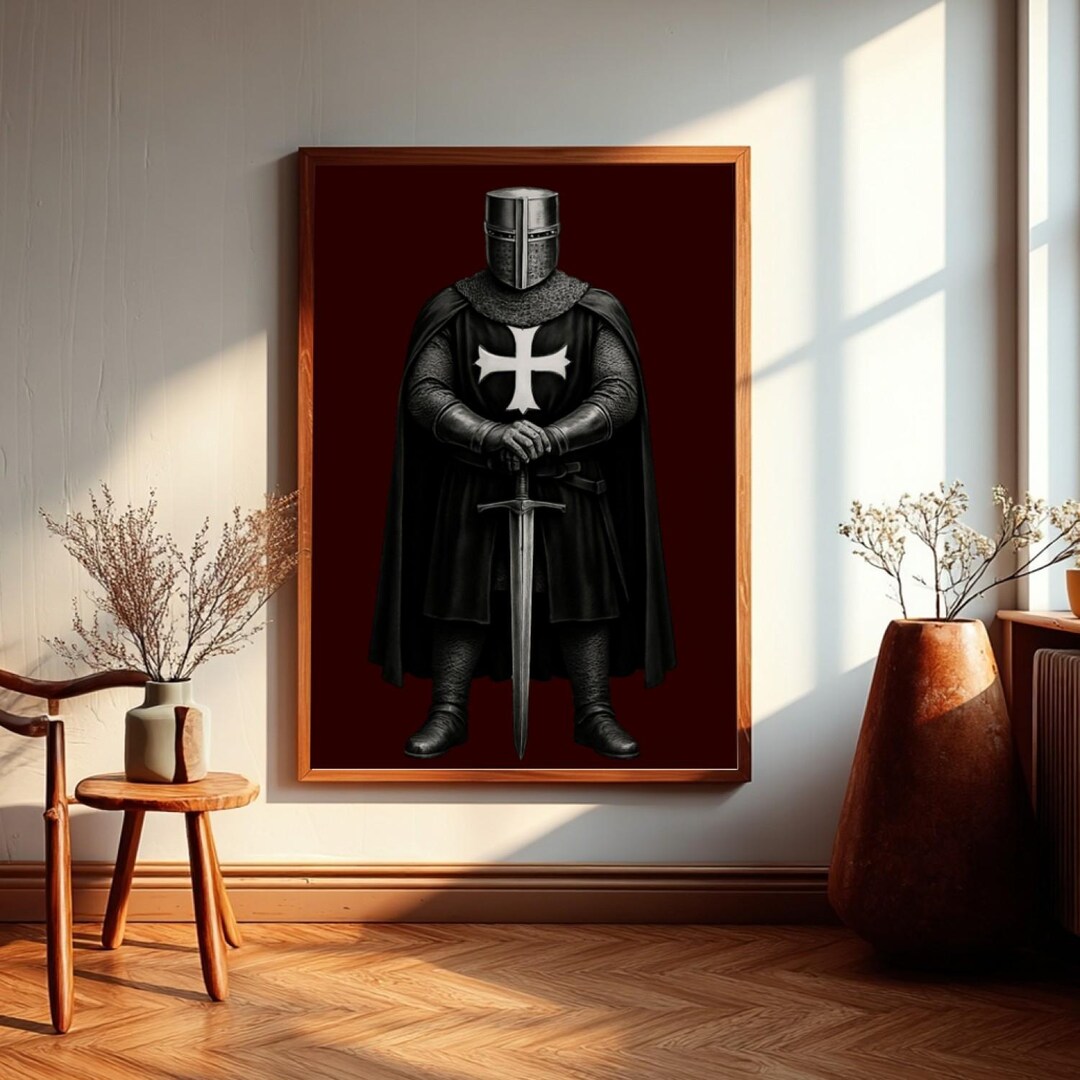 Crusader Knight Canvas Poster, Medieval Christian Warrior Art (unframed ...