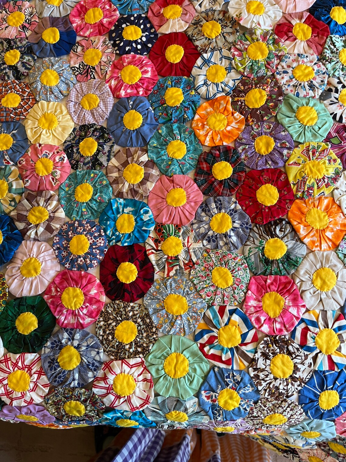 Vintage Flower Penny Yoyo Quilt Daisy Etsy