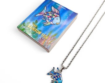 Rainbow Fish Necklace Nostalgic Frutiger Aero Pendant With Chain