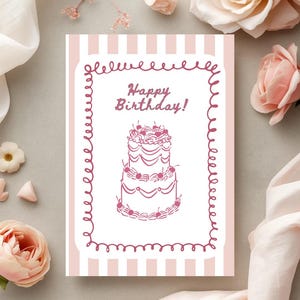 Tarjeta de primer cumpleaños de bebé con juguetes rosas plantilla digital imprimible diseño de hito imagen 11