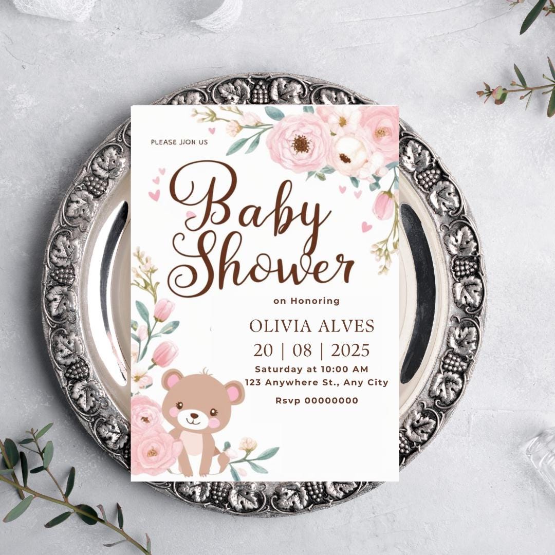 Holzfäller-Bär-Babyparty-Einladungen – Rustikale Wald-Deko Zum Selbergestalten