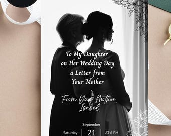 Carta de boda para hija de su madre plantilla editable en Canva recuerdo imprimible descarga digital