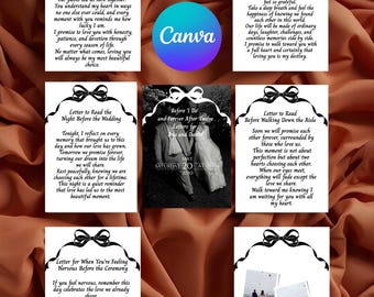 Carta de Boda Personalizada Imprimible Recuerdo Manuscrito para la Novia Tarjeta de Boda Editable Plantilla Canva, Descarga Digital