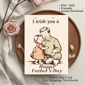 Beige Fathers Day Card Digital Template Printable Father Daughter Card Set Bohemian Greeting Card Cute Fathers Day Gift from Wife for Him