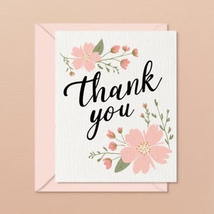 Modèle de carte florale de remerciement Carte de voeux de gratitude Carte de remerciement Décoration de fête Décoration d'événement Remerciements Carte d'étape à télécharger