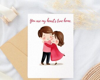 Couple Valentines Day Card Printable Love Greeting Gift for Partner Template Digital Download