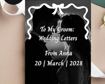 Plantilla de carta de votos matrimoniales minimalista para novia y novio, papelería digital, descarga