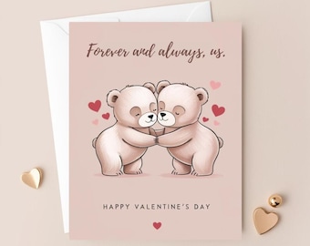 Bear Valentines Day Card Romantic Heart Design Printable Digital Download