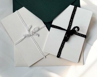 Borde de encaje con letras de ganchillo, hilo de algodón, decoración de boda, borde minimalista