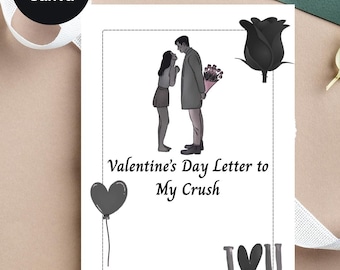 Valentines Day Letter to My Crush Handwritten Keepsake Bundle Gift Digital Download Template
