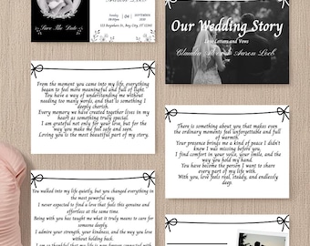 Plantilla digital de invitación de boda personalizada paquete de cartas de amor votos imprimibles novia novio, Canva editable suite descarga