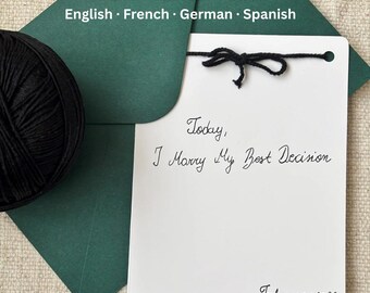 Kit de cartas de boda manuscritas, nota de amor y votos, recuerdo romántico para novios, regalo especial de la mañana