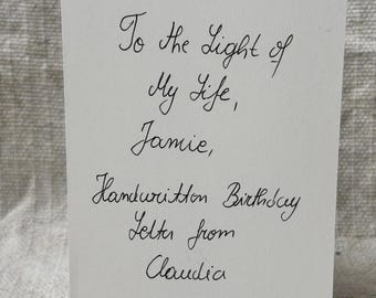 Servicio de cartas manuscritas personalizadas, tarjeta con caligrafía elegante, regalo sorpresa y mensaje sentimental especial