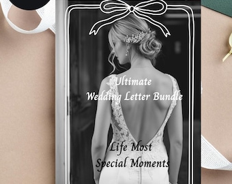 Pacote de Cartas de Casamento Manuscritas: Convite de Casamento Minimalista, Modelo Editável para Imprimir no Canva - Download Digital