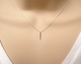 Tiny Sterling silver bar Necklace...Jewelry for simple everyday, layering, Delicate minimalist vertical bar, wedding, bridesmaid gift