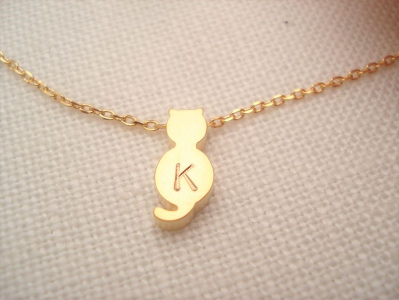 Personalisierte Katze Halskette ...Gold, Silber oder Roségold, einfach jeden Tag, Schichtung, zarter minimalistischer Schmuck, Hochzeit, Brautjungfer Geschenk Bild 2